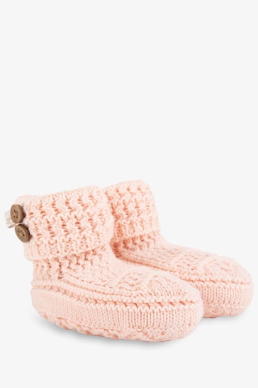 The Little Tailor Baby Pink Soft Knitted Booties