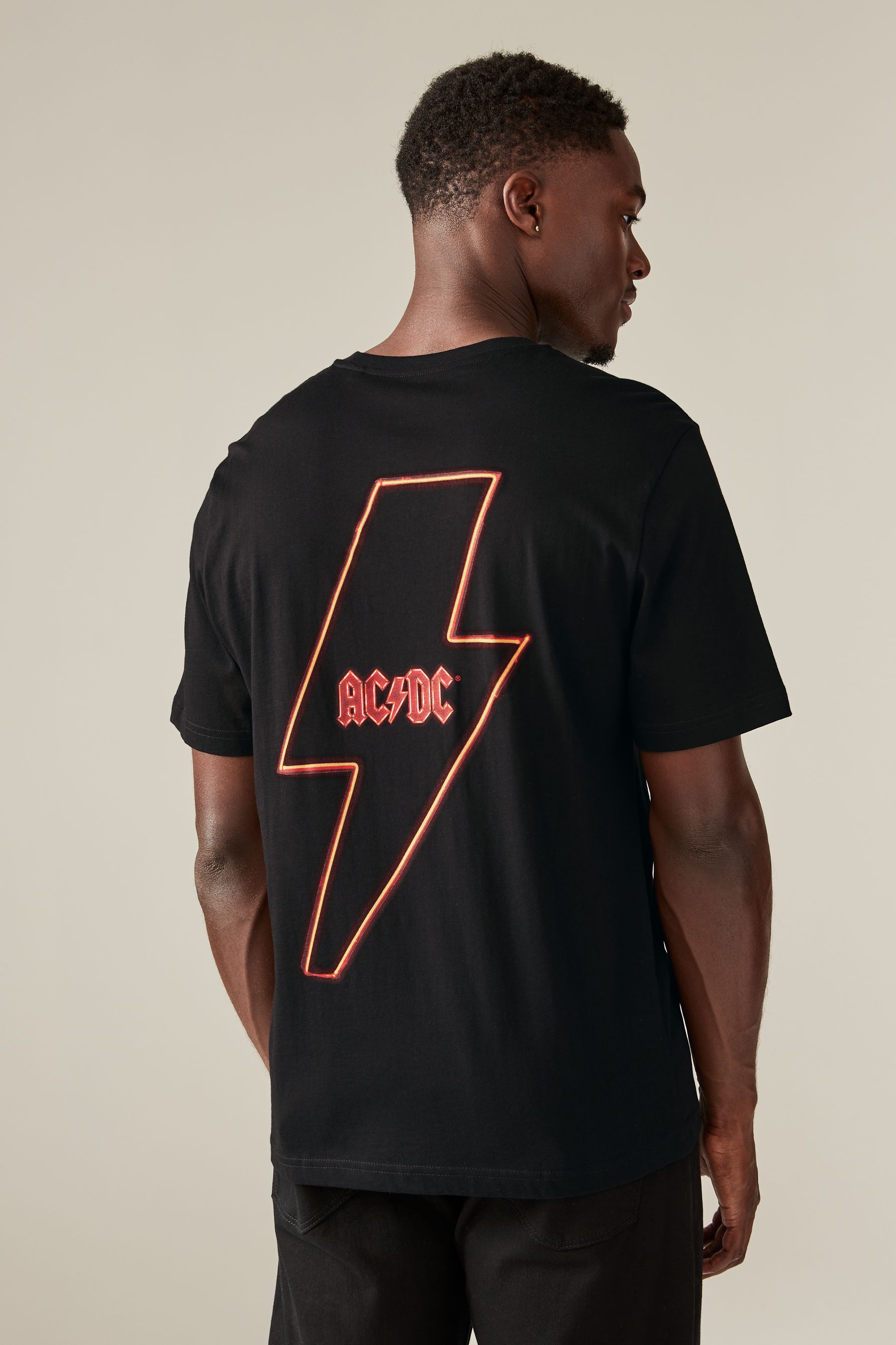 Black ACDC Regular Fit Band Graphic 100 Cotton T Shirt
