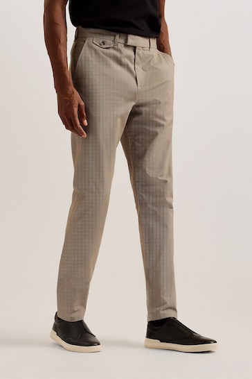 Ted Baker Brown Slim Fit Turney Dobby Chino Trousers