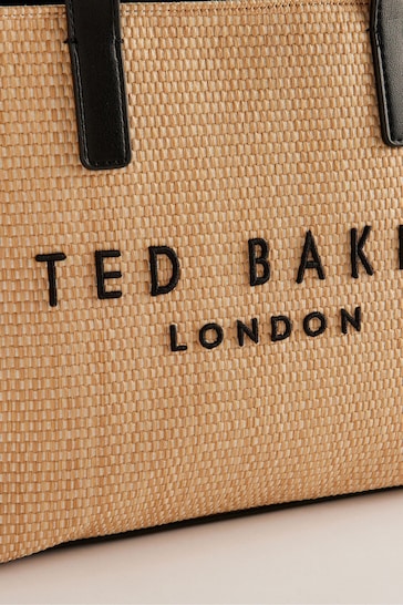 Ted Baker Natural Small Paolina Faux Fur Raffia Icon Bag