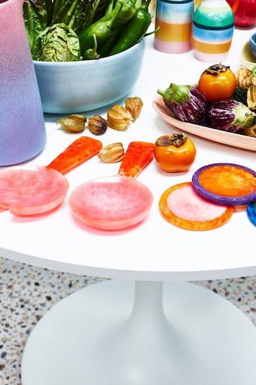 Oliver Bonas Pink/Orange Rayos Resin Salad Servers