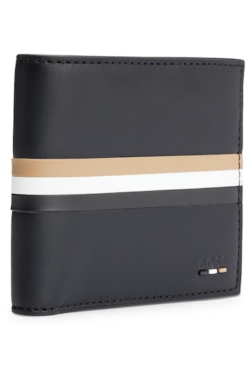 BOSS Black Faux-Leather Wallet With Signature Stripe and Polished Hardware