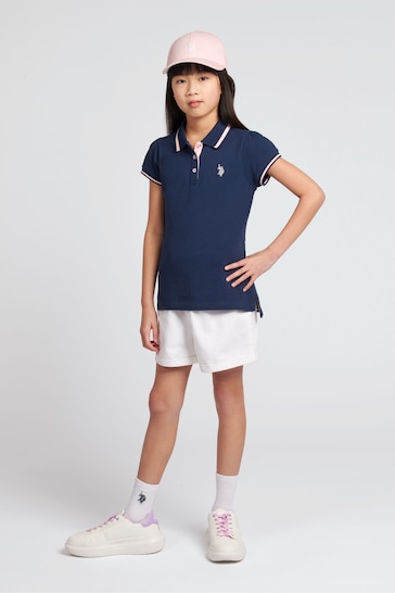 U.S. Polo Assn. Girls Cap Sleeve Polo Shirt