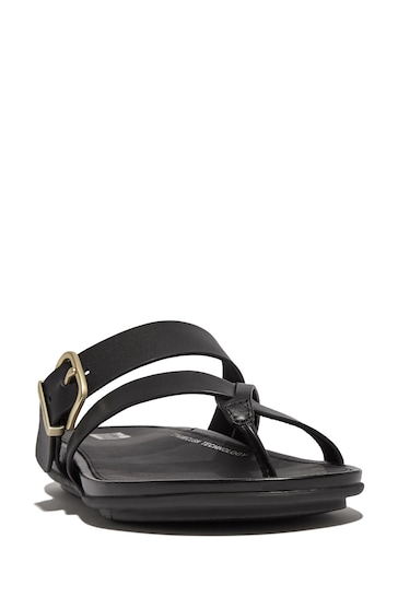 FitFlop Gracie Buckle Toe Post Black Sandals