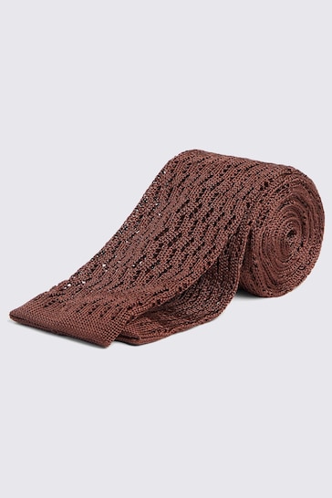 MOSS Yellow Copper Zig-Zag Silk Knit Tie