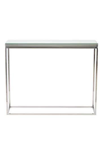 Pacific Mirrored Glass and Silver Metal Console Table