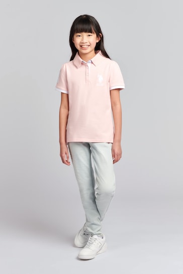 U.S. Polo Assn. Girls Pink Player 3 Pique Polo Shirt