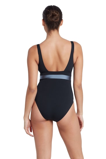 Zoggs Square Back Black Swimsuit With Foam Cup Support