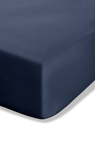 Catherine Lansfield Navy Blue Percale 180 Thread Count Fitted Sheet