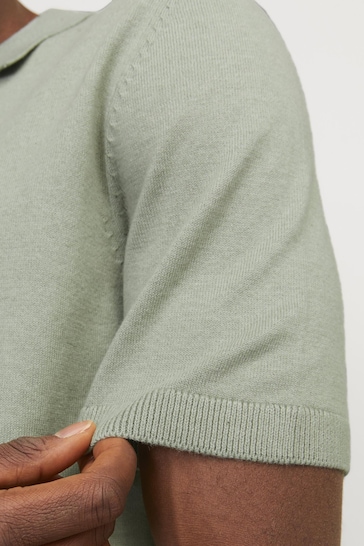JACK & JONES Green Knitted Polo Top