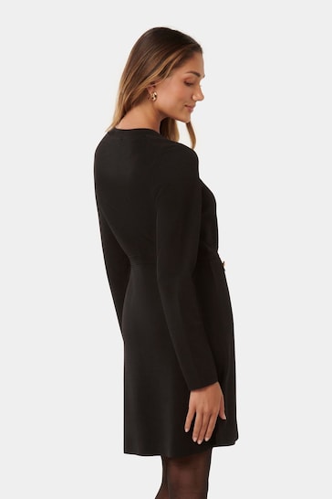 Forever New Black Karina Petite Long Sleeves Polo Knit Dress