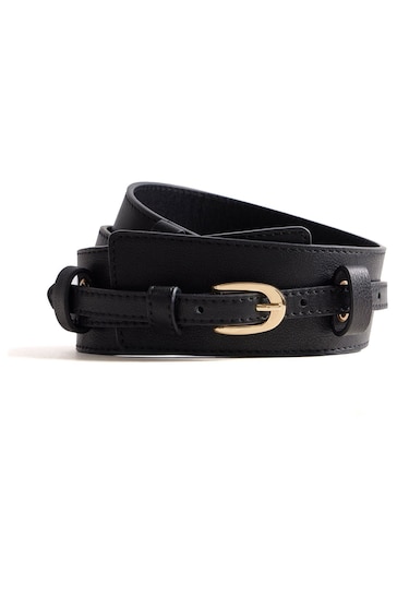 Mint Velvet Black Leather Waist Belt