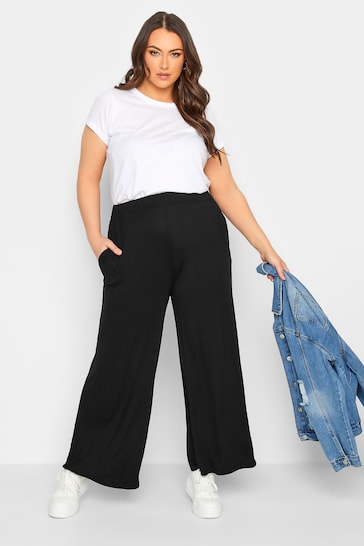 Yours Curve Black Wide Leg Trousers