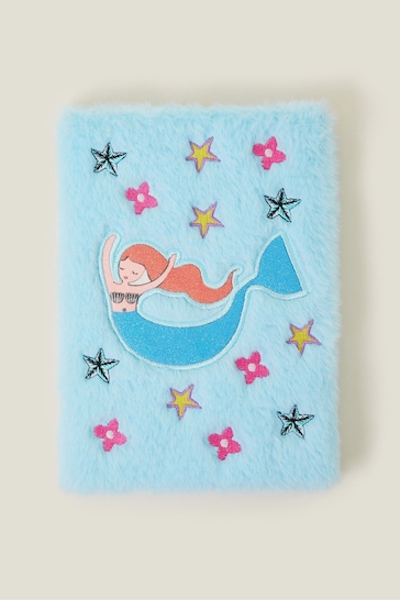 Angels By Accessorize Girls Blue Mermaid Fluffy Notebook