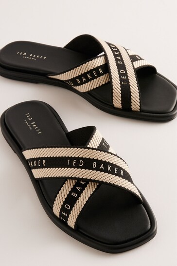 Ted Baker Black Ashika Webbing Flat Sandals