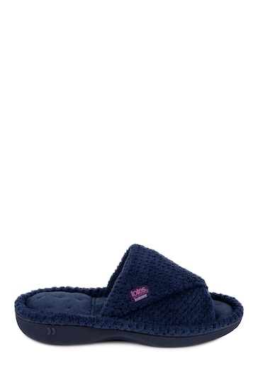 Totes Navy Popcorn Turnover Open Toe Slippers