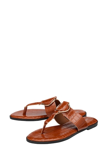 Dunlop Brown Flat Toe Post Sandals
