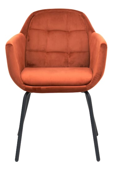 Pacific Orange Cinnamon Velvet Carver Dining Chair