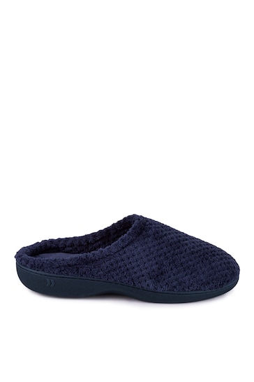 Totes Navy Isotoner Popcorn Terry Mules Slippers