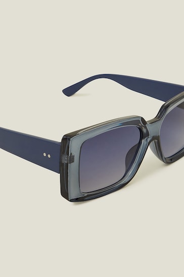 Accessorize Blue Crystal Square Frame Sunglasses