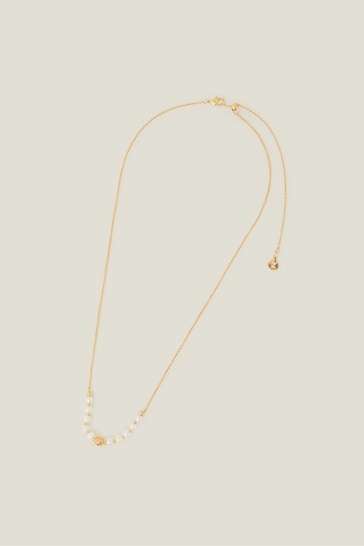 Accessorize Gold Tone 14ct Pearly Bead Necklace