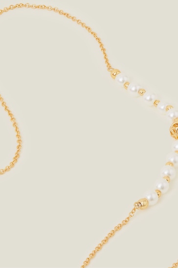 Accessorize Gold Tone 14ct Pearly Bead Necklace