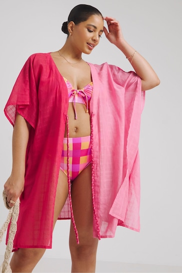 Simply Be Pink Hanky Hem Beach Kaftan