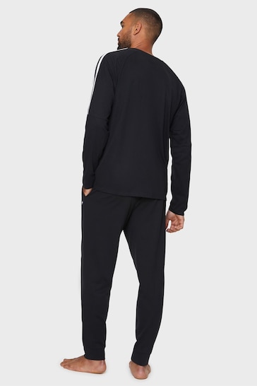 Threadbare Black Cotton Blend Jersey Long Sleeve Pyjama Set