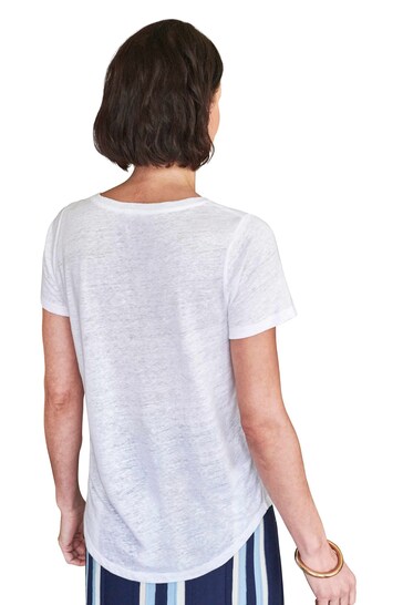 Pure Collection Linen Jersey V-Neck White T-Shirt