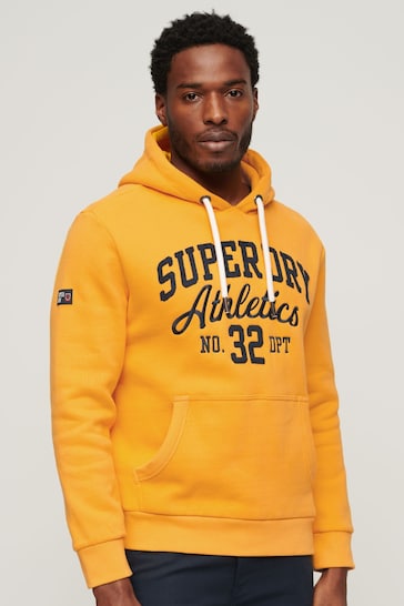 Superdry Yellow Athletic Script Embroidered Graphic Hoodie