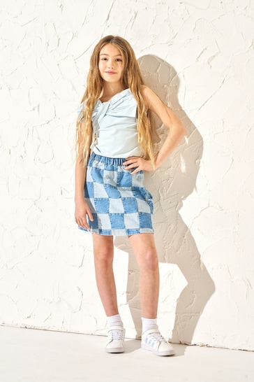 Angel & Rocket Blue Quinn Patchwork Denim Skirt