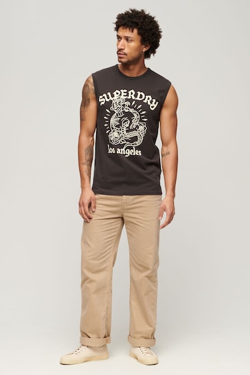 Superdry Black Tattoo Graphic Tank Top