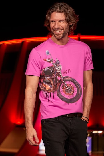 Joe Browns Pink Edgy Motorbike Graphic T-Shirt