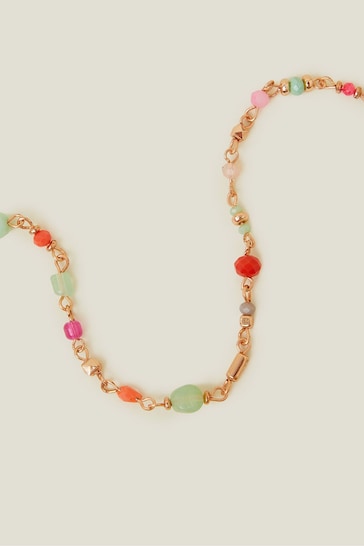 Accessorize Long Orange Beaded Rope Necklace