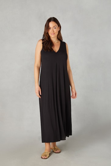 Live Unlimited Petite Black Jersey Relaxed Midaxi Dress