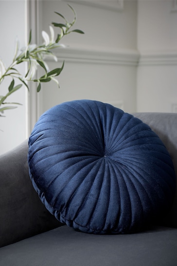 Catherine Lansfield Navy Blue Round Cushion Soft Touch Cushion