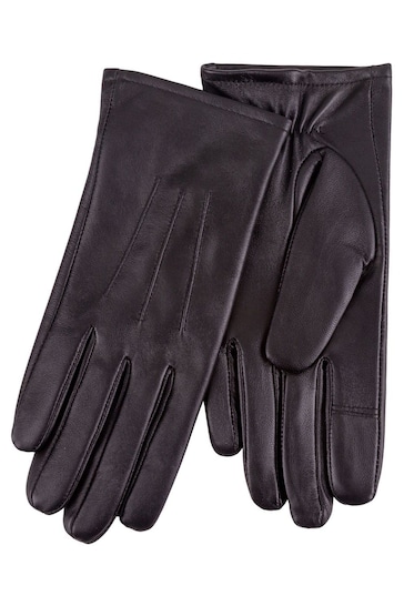 Totes Black 3 Point Smartouch Leather Gloves