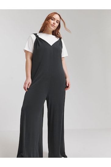 Simply Be Grey Knot Detail Wide Leg Jumpsuit