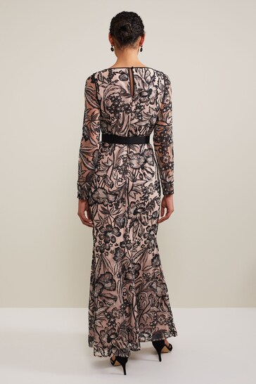 Buy Phase Eight Black V-Neck Embroidered Nola Maxi Dress from the 
