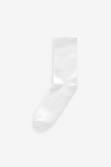 White Cushion Sole Ribbed Sport Ankle Socks 3 Pack With Arch Support