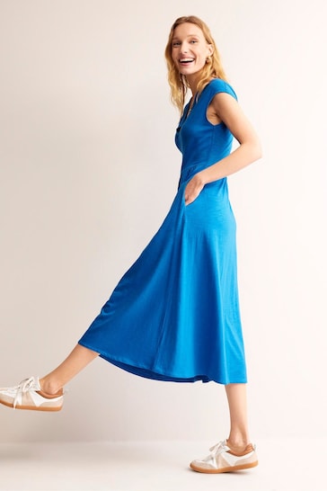 Boden Blue Chloe Notch Jersey Midi Dress
