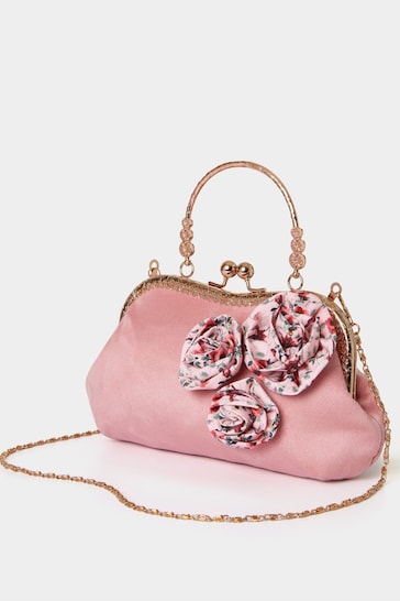 Joe Browns Pink Floral Corsage Vintage Frame Clutch Bag