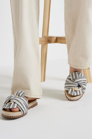 River Island Navy Twisted Flat Sandals