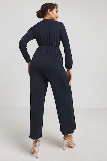 Simply Be Blue Slinky Knot Front Jumpsuit