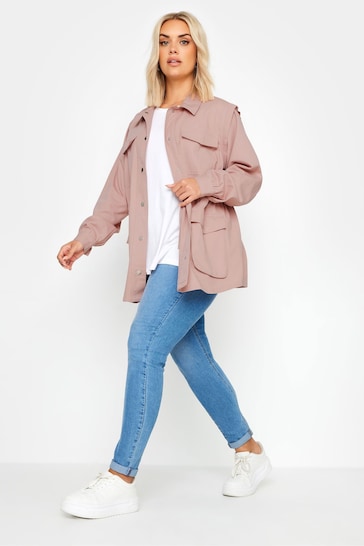 Yours Curve Pink Carpenter Twill Jacket
