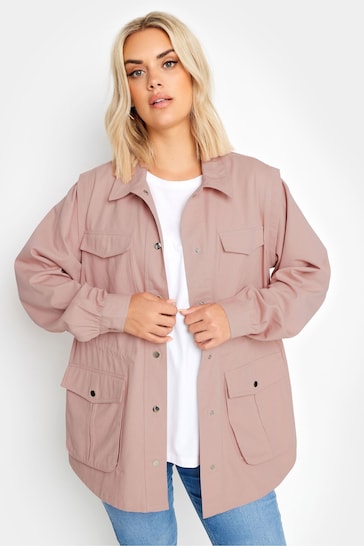 Yours Curve Pink Carpenter Twill Jacket