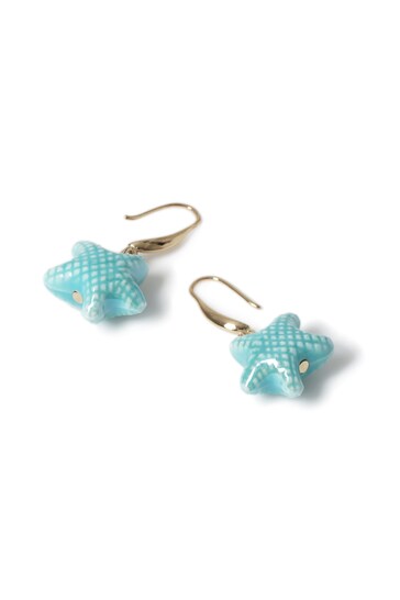 Aela Mini Blue Starfish Drop Earrings