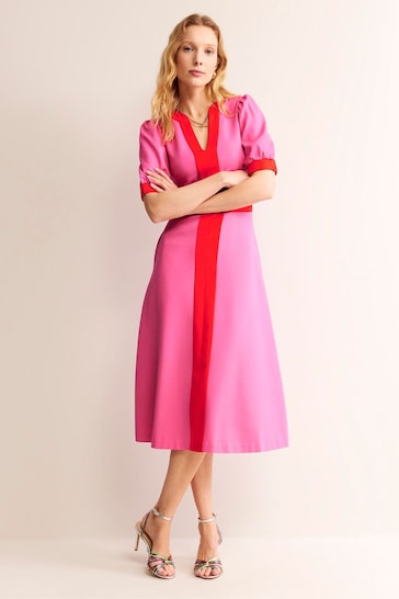 Boden Pink Petite Petra Puff Sleeve Ponte Dress