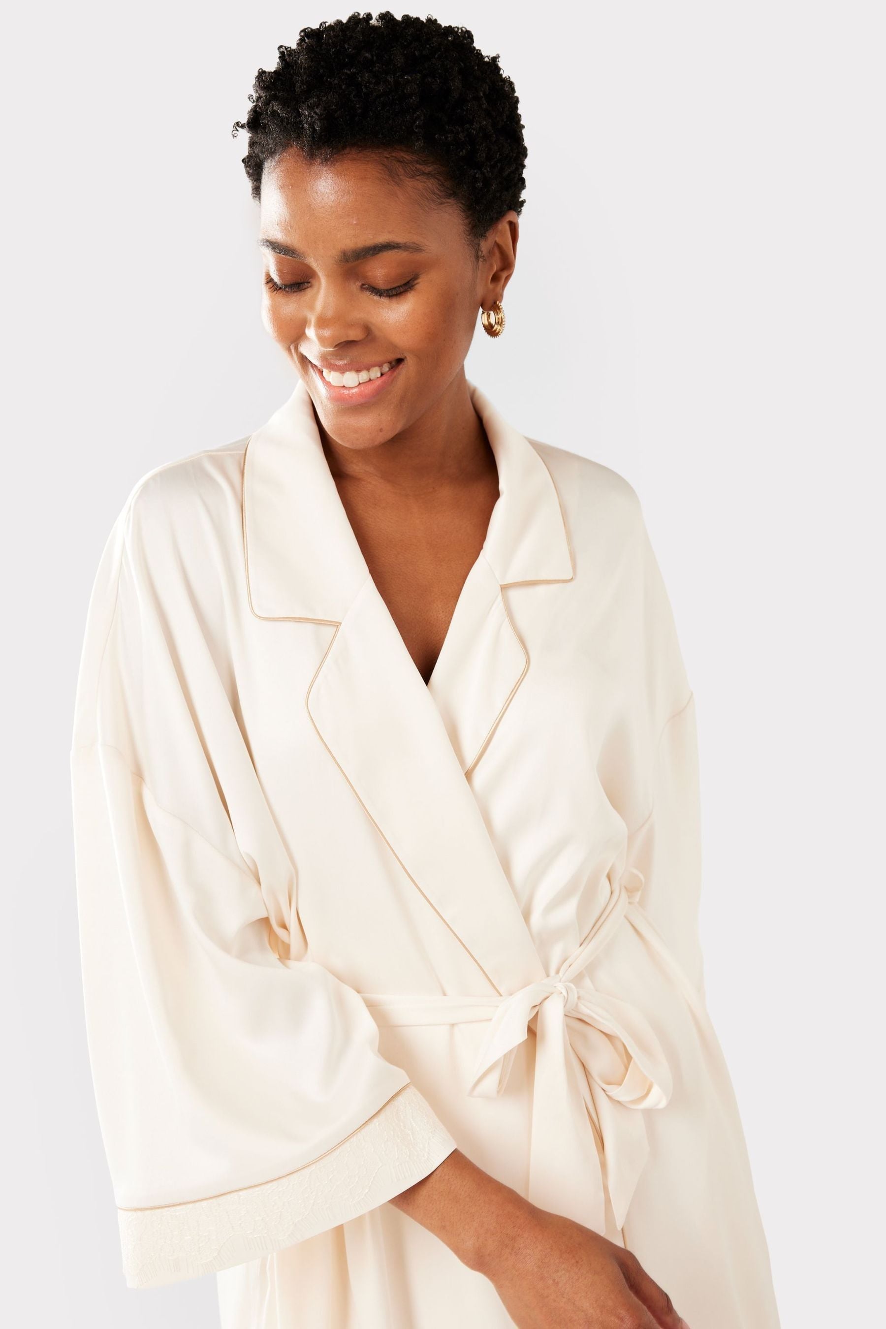 Cream silk dressing gown shop