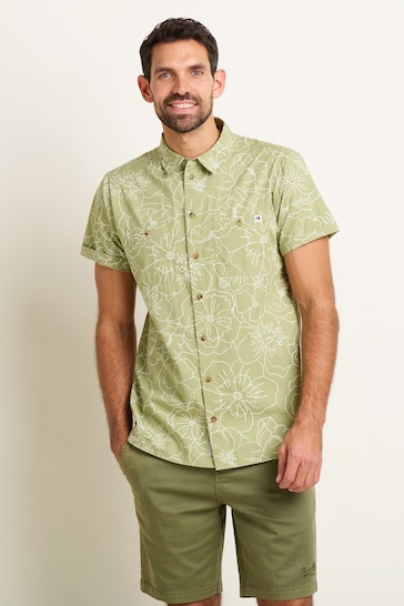 Brakeburn Green Linear Floral Shirt